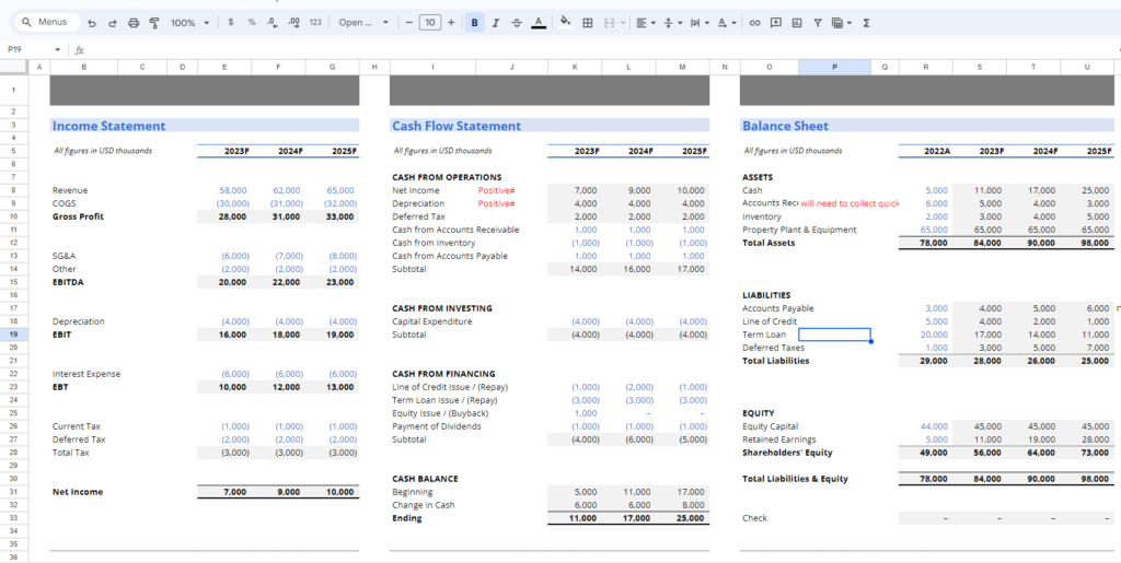 Comprehensive 3 Statement Financial Model Excel Template First Class Consulting Corporation 5781